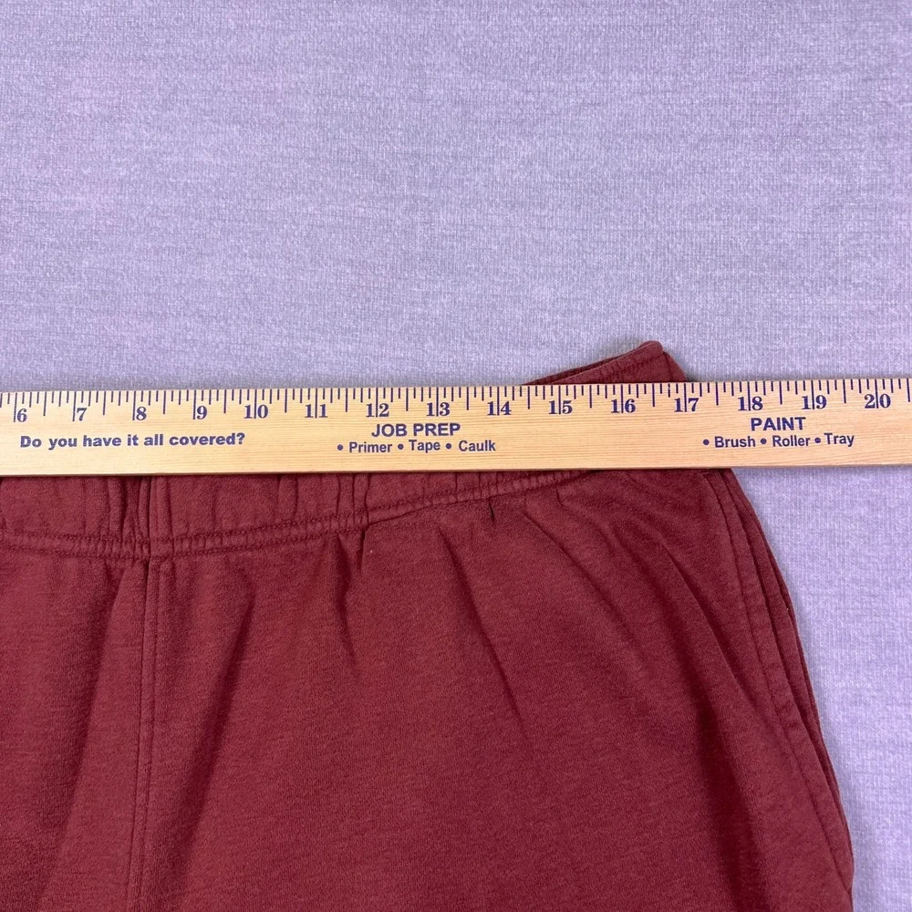 Vively Fleece Joggers Elastic Waist Mid Rise Sweatpants Mens Large Maroon Cotton